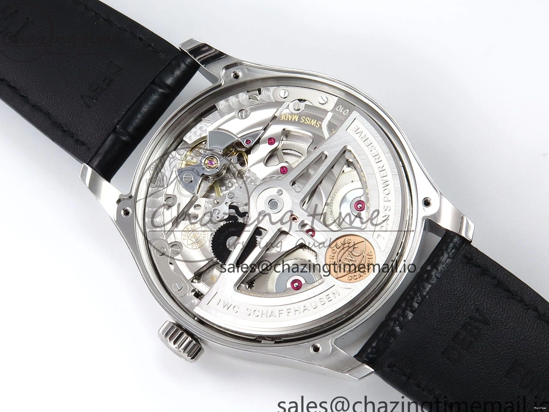 MIROTIME 0308 OnTrend Portugieser Automatic 42mm SS APSF 1:1 Best Edition White RG Dial on Black Leather Strap A 7010